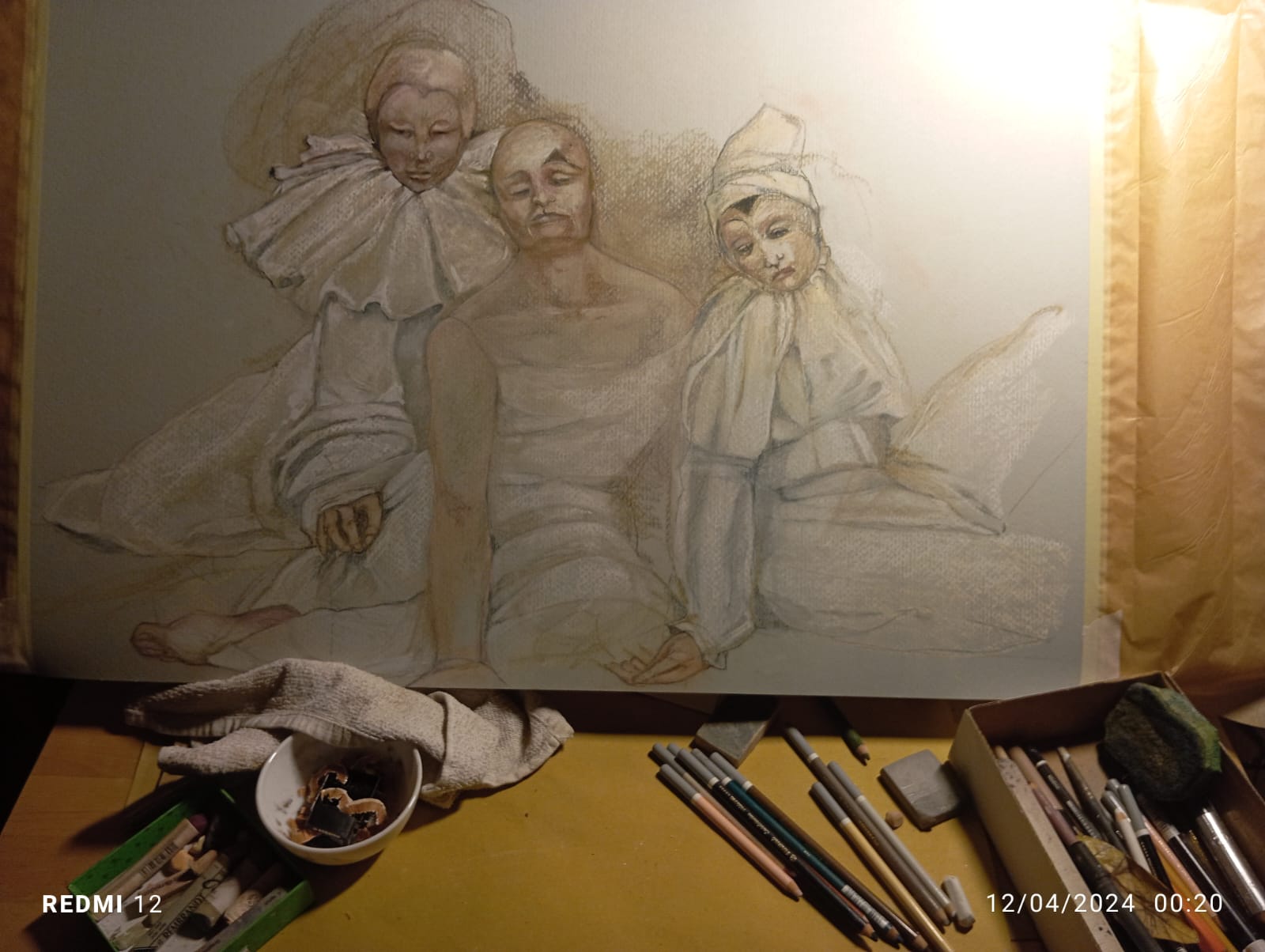 Pastelli e tecnica mista, su carta murillo, CM 70x60 - serie delle Illusioni 